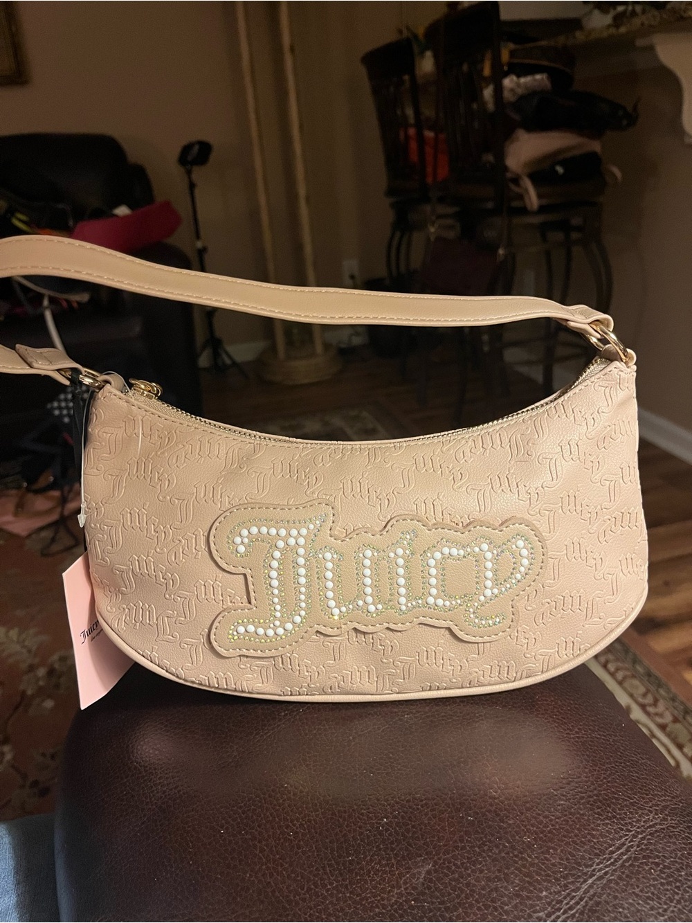 NWT Juicy Couture Cafe Emboss String of Pearls Shoulder Handbag And Wallet - Picture 2 of 8